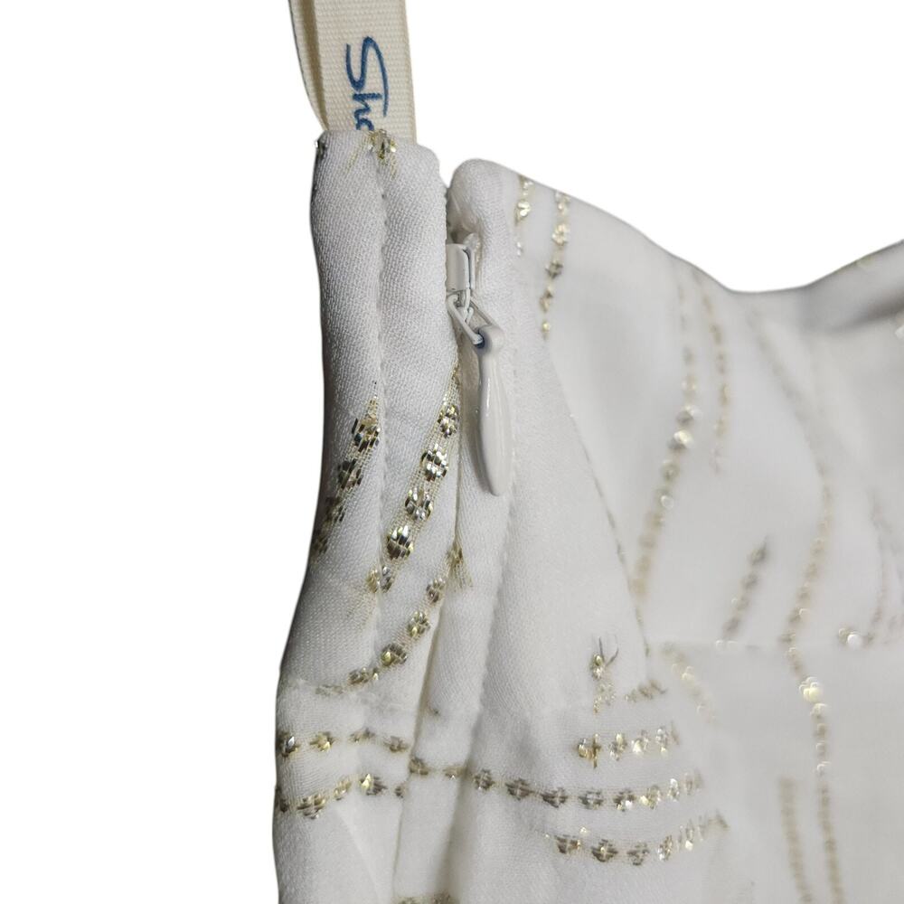 SHORE Coastal Boho Chiffon Maxi Skirt White Metallic Gold sz M | NWT $248 - Picture 4 of 8